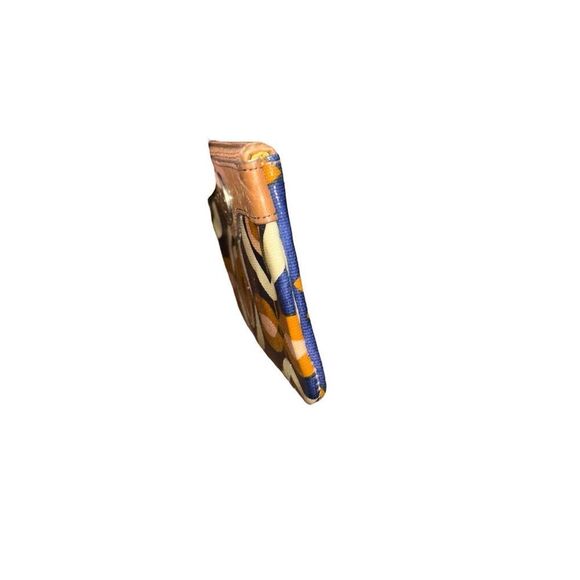 Fossil “Key-Per” Navy Floral Waxed Leather Wristlet  Card Keeper  Classic Trendy - Picture 9 of 11